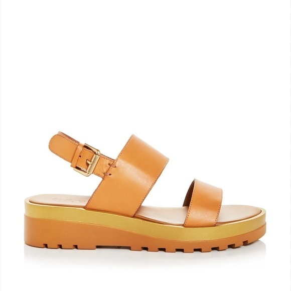 nib See by Chloé Martie Leather Slingback Wedge Sandals in Tan - Size 6 - Picture 1 of 6